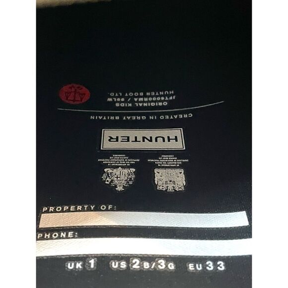 Hunter Rain Boots Kids Classic Original Tall Big Kid Size 3G/2B Matte Black NEW - Picture 9 of 10